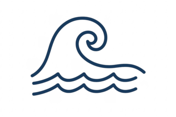 Stylized ocean wave breaking with transparent background