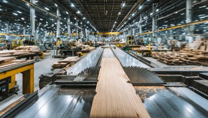 Industrial woodworking factory interior