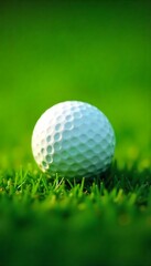 Fototapeta premium Generative AI: Golf Ball on Vibrant Green Grass Surface!