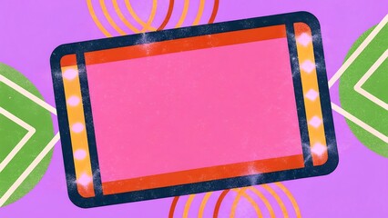 Futuristic Chrome and Holographic Wireframe YouTube Thumbnail Background with Glowing Digital Border for Various Uses