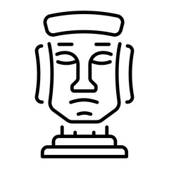 A line style icon showing moai