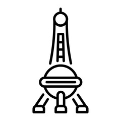 A line style icon showing pearl tower