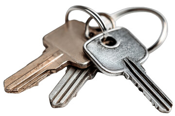 Close-up of two keys on a metal keyring