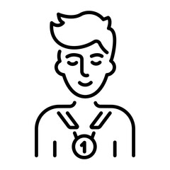 A line style icon depicting a cricket champion 