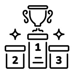 A linear icon representing a winner podium stage