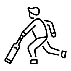 A line style icon showing a cricket match scene