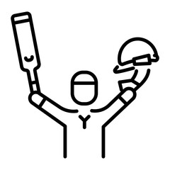 A line style icon representing a batsman celebrating gesture