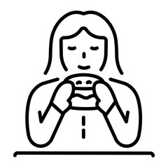 A line style icon showing a character eating breakfast