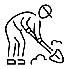 A linear icon depicting a gardening time activity 