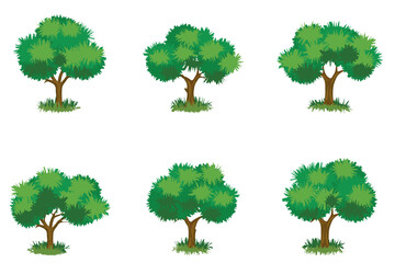 set of six different trees