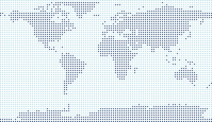 Simplified world vector map with circular dot grid, separate land and ocean layers (Compact Miller projection, PPT-compatible & fully editable) © Terry