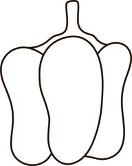 Black line drawing of a bell pepper
