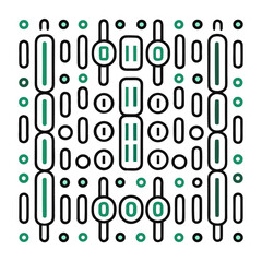 Abstract geometric pattern with green and black oval shapes