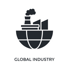 Global Industry Icon Glyph Style. Vector Illustration For Graphic Design