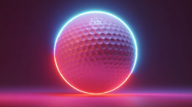 Beautiful photo of golf ball illuminated in vibrant neon lights, golf, ball, illuminated, vibrant, neon, lights, sport, recreation, leisure.