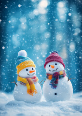Little snow men with hats