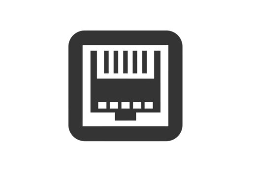 RJ45 Ethernet Network Port Connector Icon.