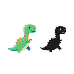 Naklejka premium Dinosaurus with silhoutte icon illustration
