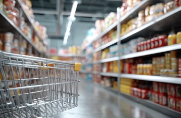 Supermarket aisle with shopping cart (3)