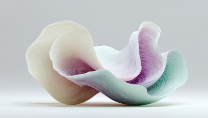Abstract, flowing, layered forms in pastel hues