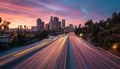 Fototapeta premium City highway at sunset (3)