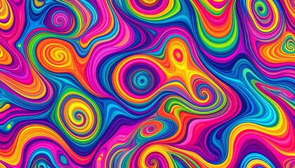 サイケデリックなネオン渦模様