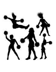 Silhouette of beautiful girl cheerleader sport supporter pose