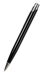 Sleek black pen with silver accents on transparent background