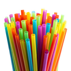 Colorful Plastic Straws Bunch Closeup