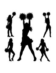 Silhouette of beautiful girl cheerleader sport supporter pose