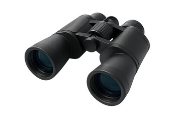 Black binoculars isolated on transparent background for easy integration