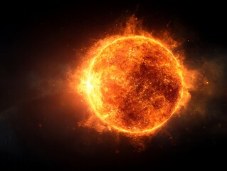 Digital Image of a Fiery Star in Space