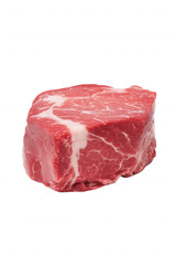 Obraz premium Close-up of raw beef steak with white marbling on transparent background