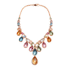 Obraz premium Elegant Rose Gold Necklace with Multicolored Gemstones