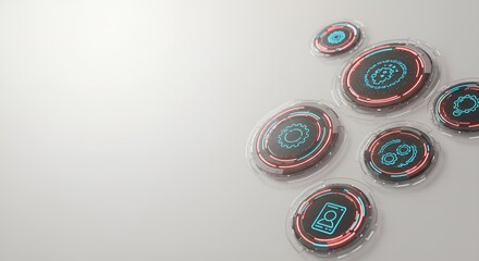 Dynamic Abstract Digital Technology Background with Futuristic Glowing Data Interface Elements