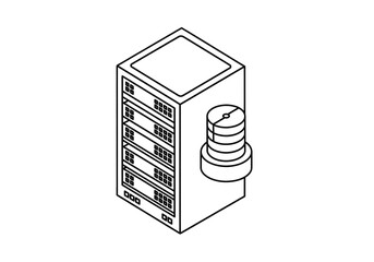Modern server rack with data storage cylinder, representing network infrastructure and IT solutions