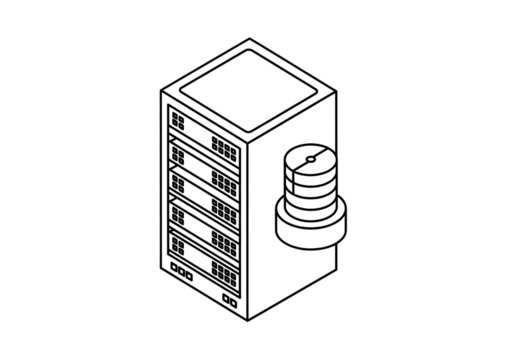 Modern server rack with data storage cylinder, representing network infrastructure and IT solutions