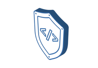 Secure your code with this dynamic digital shield symbolizing cybersecurity and programming protection