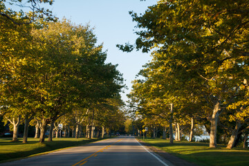 Beautiful road of Niagara river parkway in Niagara Falls, Ontario, Canada