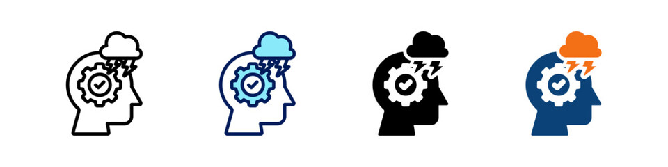 Performance Anxiety All In One Icon Multi Styles Vector Set