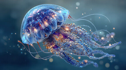 Obraz premium Glowing Jellyfish with Speckled Body