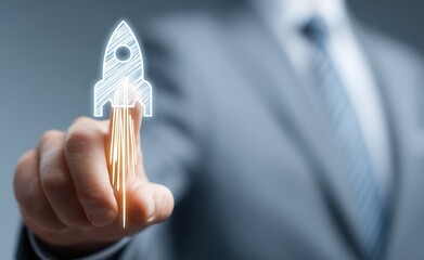 Startup Launch Concept: Hand-drawn Rocket Symbolizing Business Growth