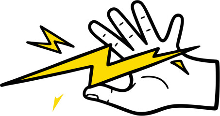 Obraz premium Hand Gesture with Lightning Bolt Vector Icon