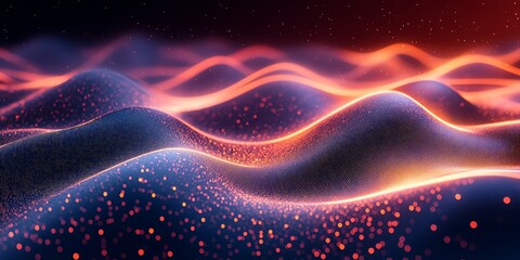 Abstract Vibrant Digital Waves on Dark Background for Technology and Innovation