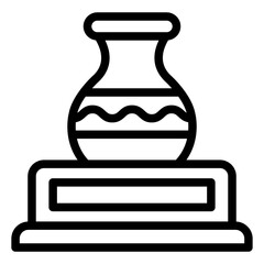 vase outline icon displaying ancient ceramic artifact in museum showcase