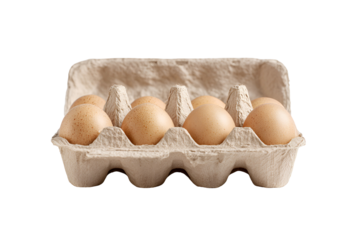 Brown eggs in a cardboard carton