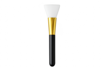Cosmetic silicone brush with golden ferrule on transparent background