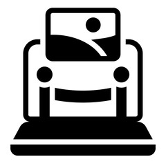 virtual museum glyph icon for digital exhibition with online access