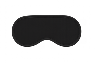 Black sleeping mask resting on transparent background