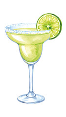 Watercolor Margarita Cocktail Illustration